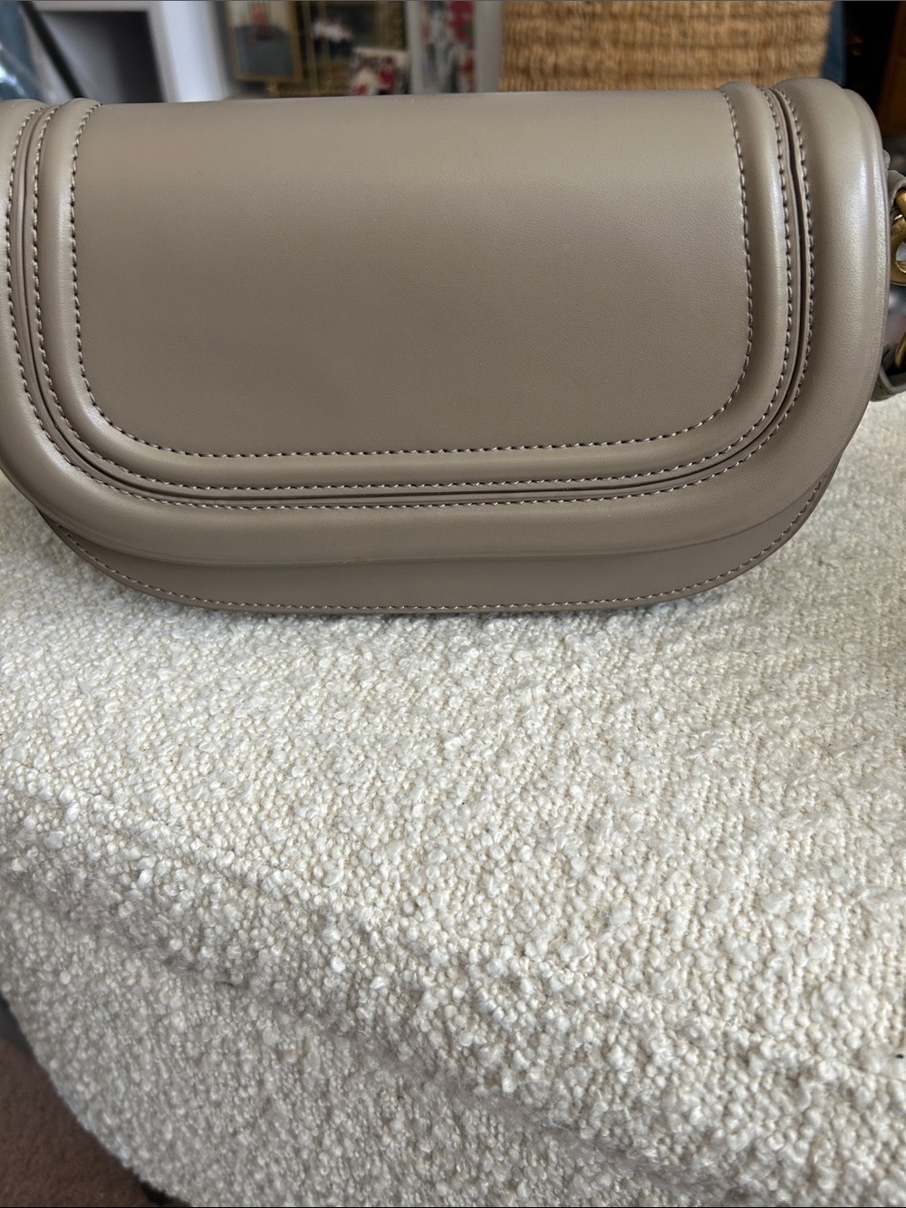 Taupe Leather Shoulder bag- Elegant Everyday Carry